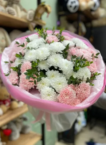 Монобукет &laquo;Нежное облако хризантем&raquo; от интернет-магазина цветов в 