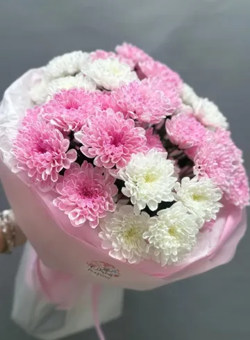 Монобукет &laquo;Розовое облако хризантем&raquo; от интернет-магазина цветов в 